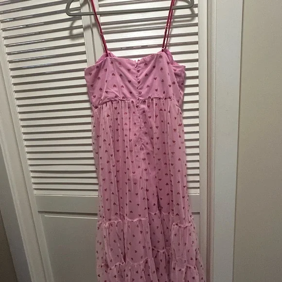 Betsey Johnson Pink Maxi Dress with Heart Print - Picture 3 of 4